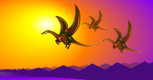Dragons flying in the sky illustration for Dragon People Meditation